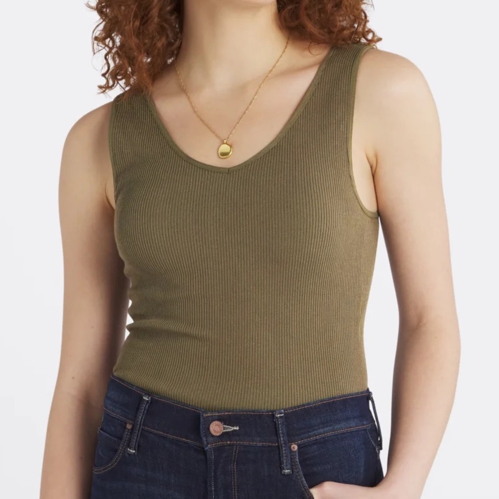 Nine Britton Jubair V Neck Knit Tank Olive Small